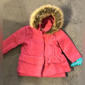 NWT Sebby girls fleece ruffle tiered hooded coat size 18 months
